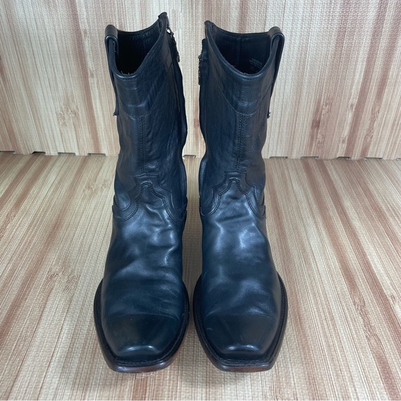 CUADRA Men LEATHER semi square black boots size 8 - Picture 2 of 16